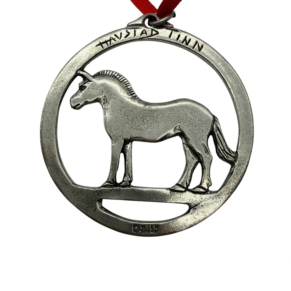 Havstad Tinn Norway Pewter Fjord Hest Horse Ornament Norwegian Fjord Horse Metal